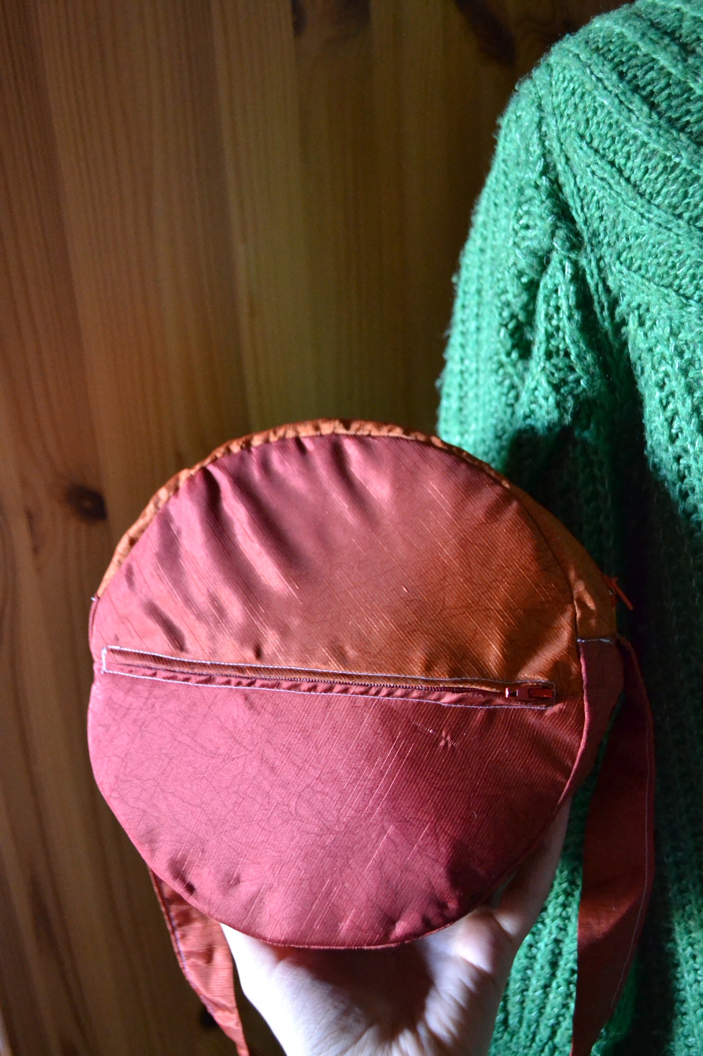 Handtasche orange, rund-kariert