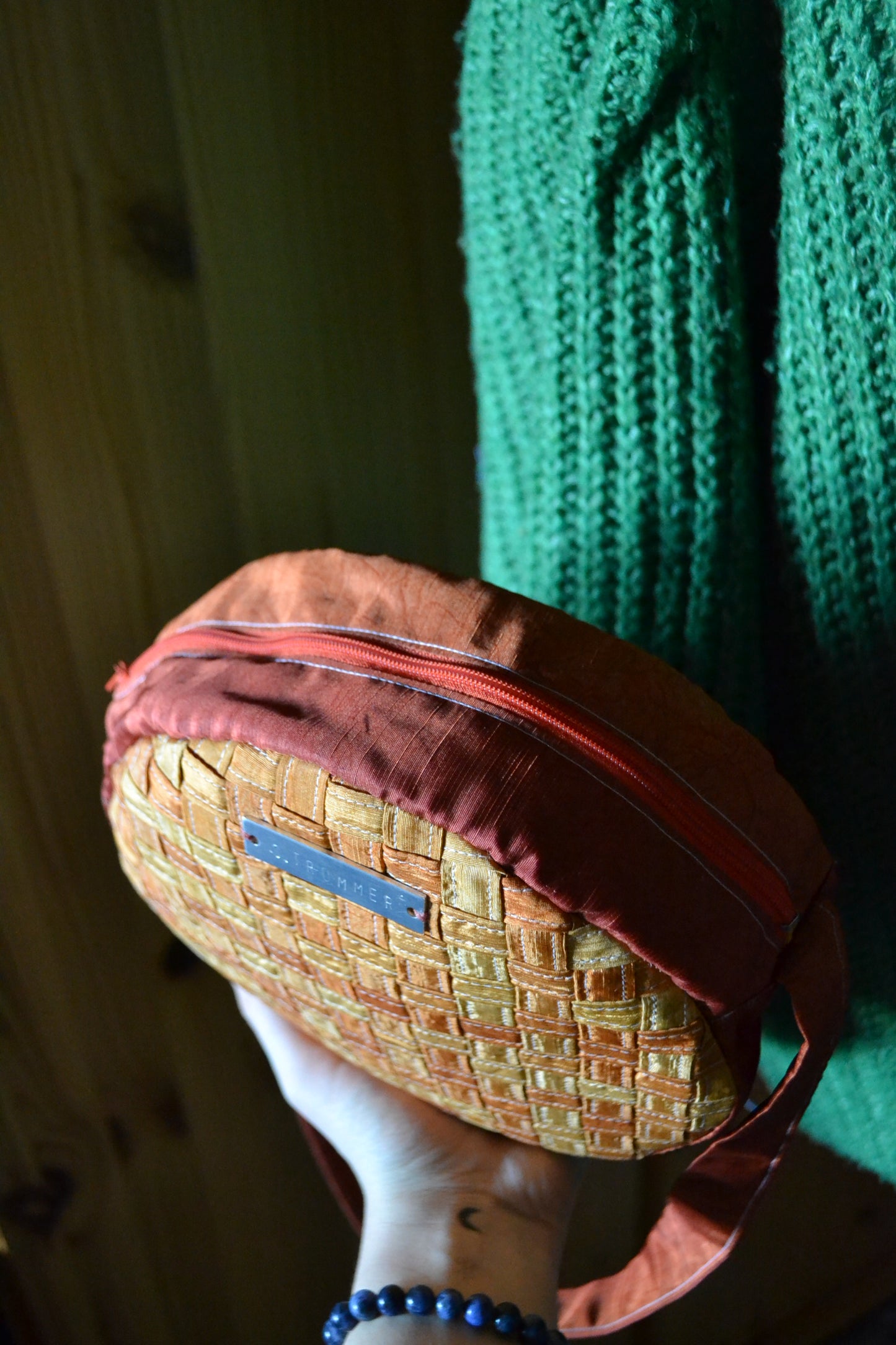 Handtasche orange, rund-kariert