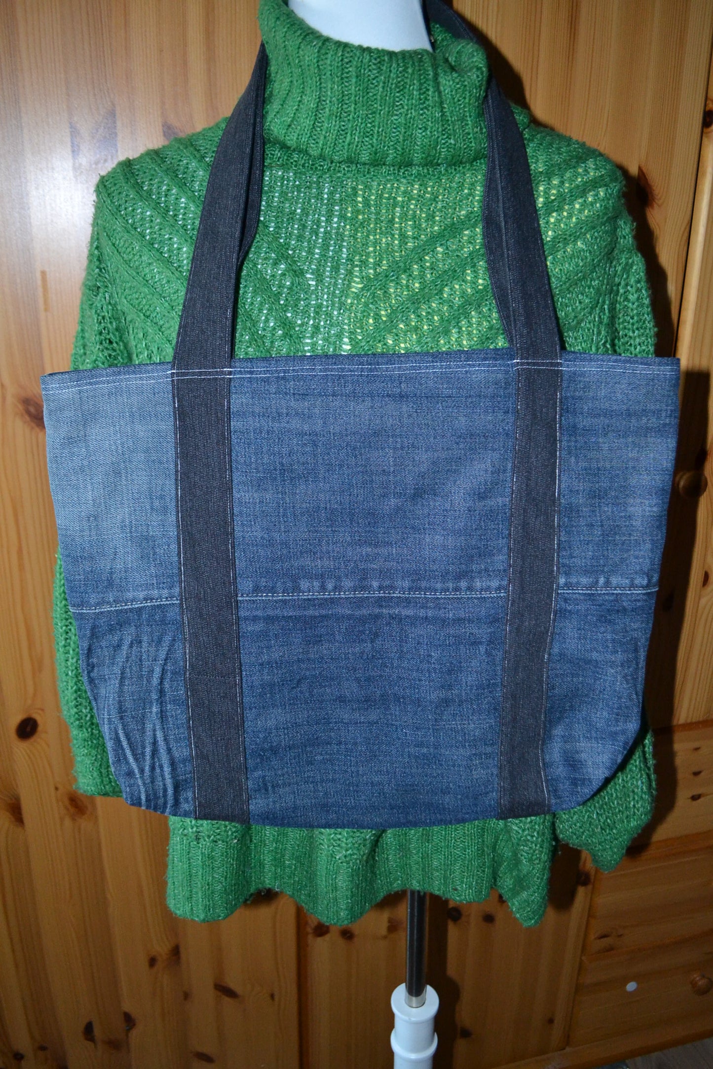 luxuriöse große Tragetasche in Jeans&blau