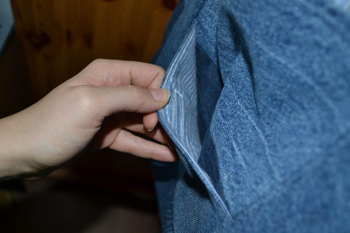 luxuriöse große Tragetasche in Jeans&blau gestreift