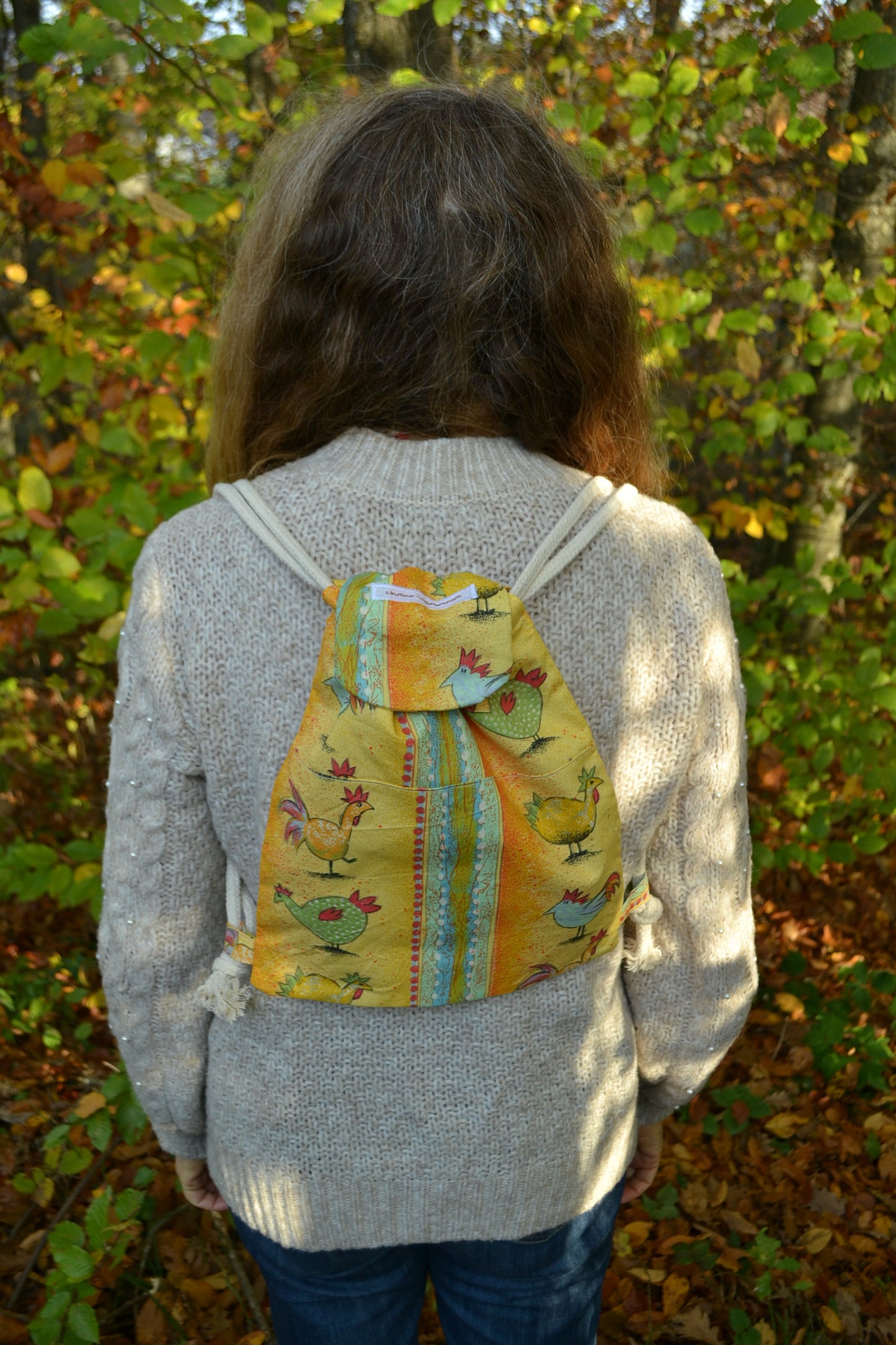 Mini Rucksack gelb mit Hünchen