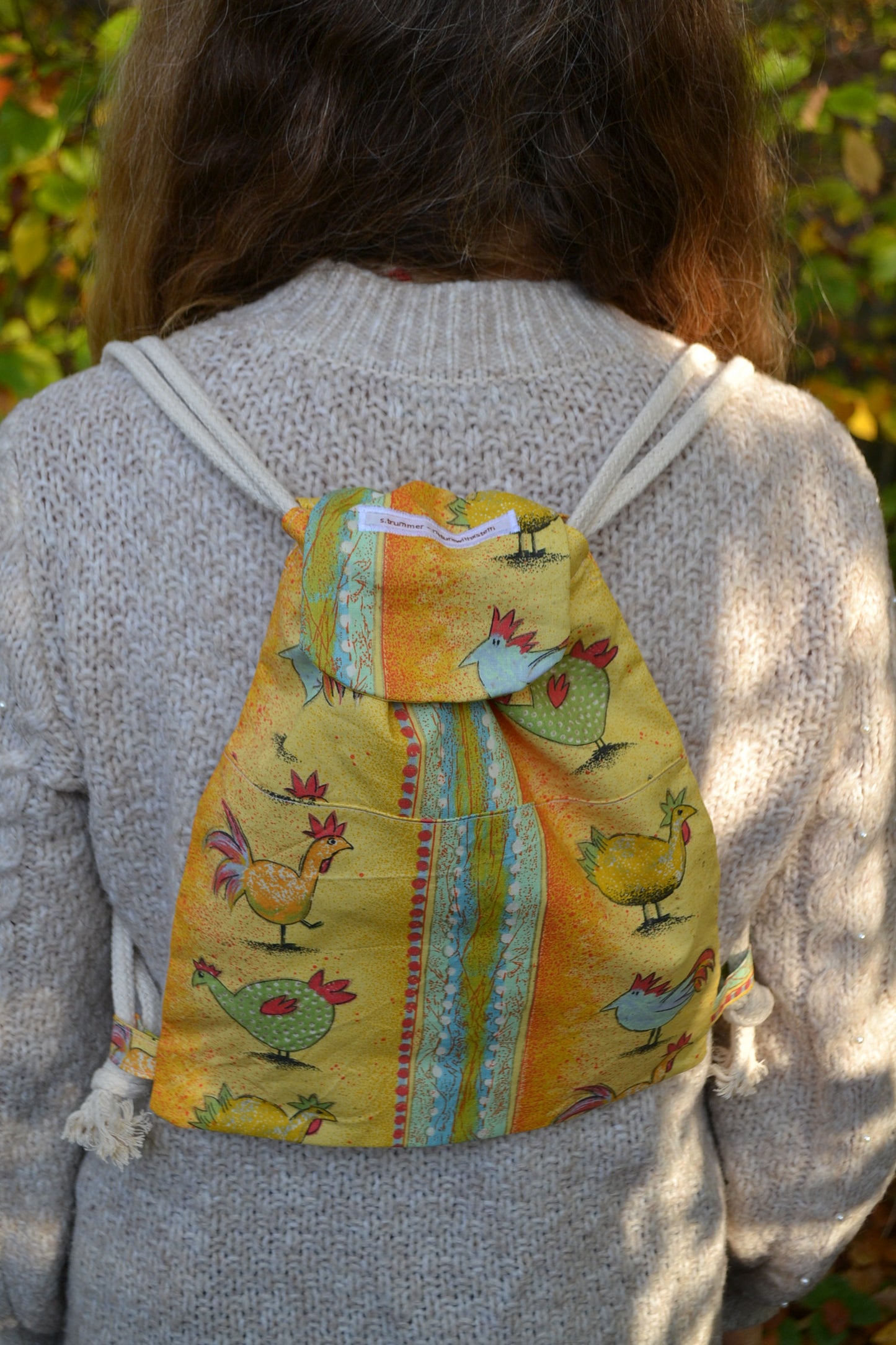 Mini Rucksack gelb mit Hünchen