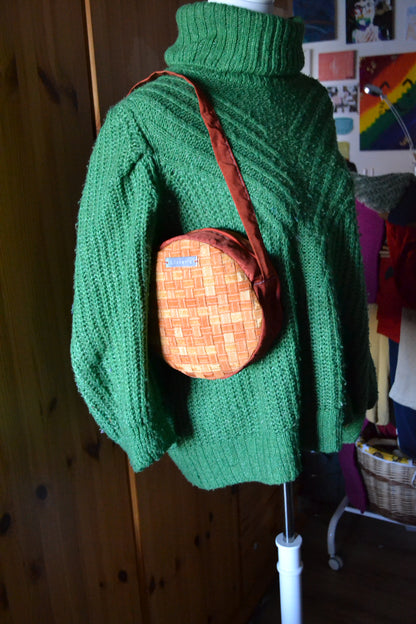 Handtasche orange, rund-kariert