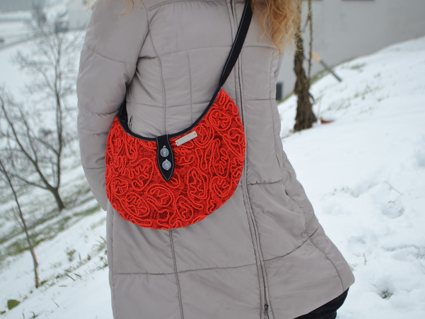 Handtasche "new moon red lace"