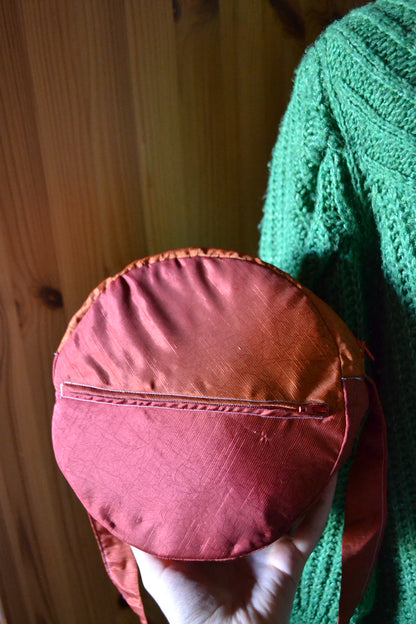 Handtasche orange, rund-kariert