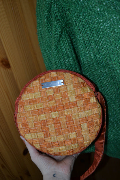 Handtasche orange, rund-kariert