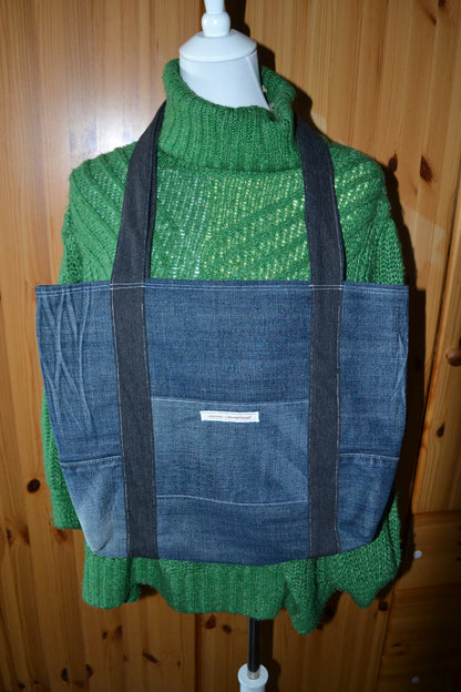 luxuriöse große Tragetasche in Jeans&blau