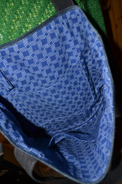 luxuriöse große Tragetasche in Jeans&blau