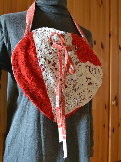 Herzerl-Tasche "red&white lace"