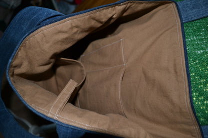 luxuriöse große Tragetasche in Jeans&braun