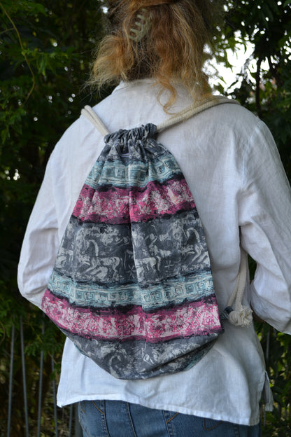 Beutelrucksack blue-pink-Pferd