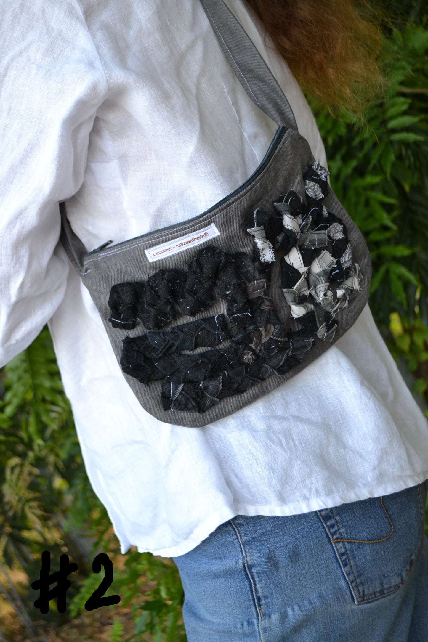 Handtasche "abstrakt-zero waste" in grau