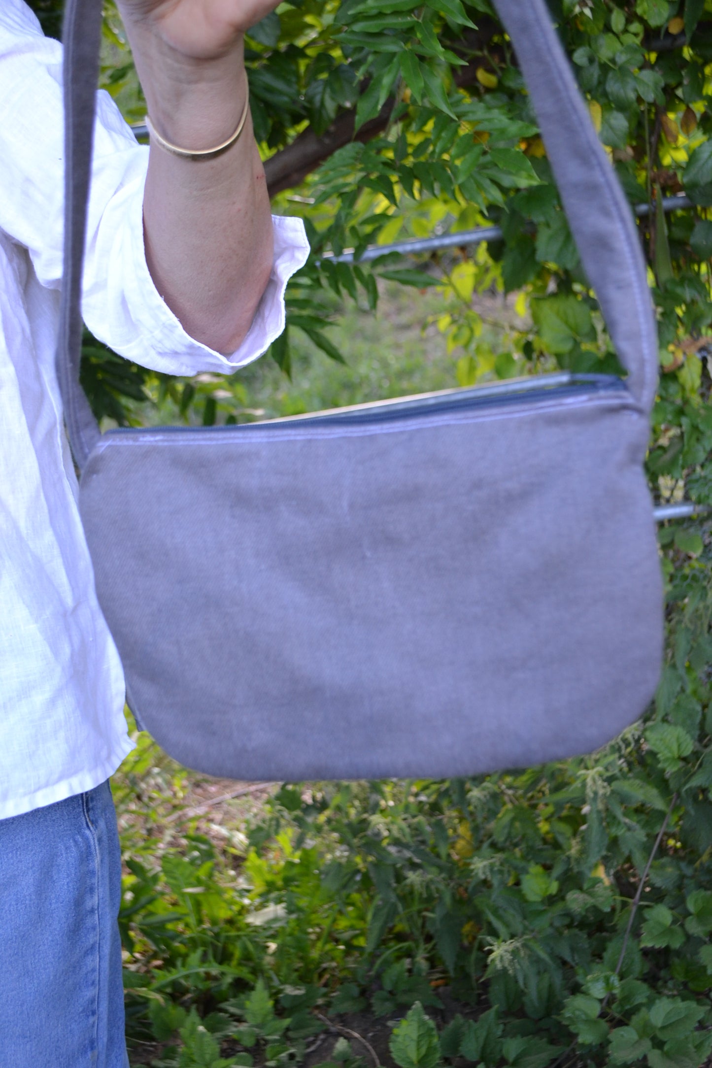 Handtasche "abstrakt-zero waste" in grau