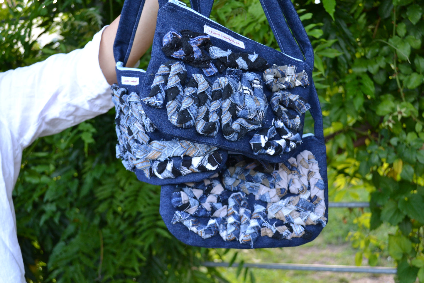 Handtasche "abstrakt-zero waste" in blau