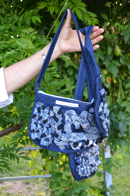 Handtasche "abstrakt-zero waste" in blau