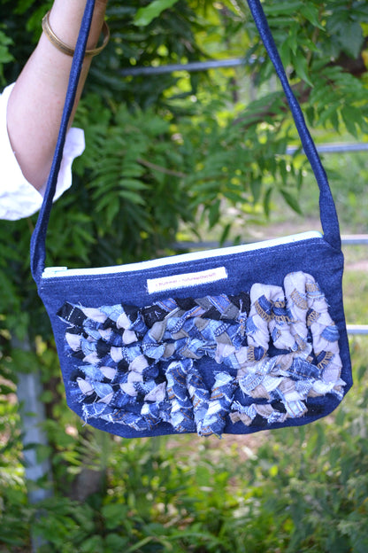 Handtasche "abstrakt-zero waste" in blau