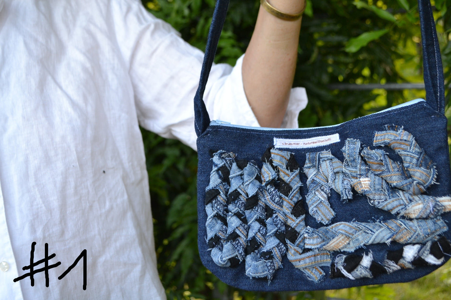 Handtasche "abstrakt-zero waste" in blau