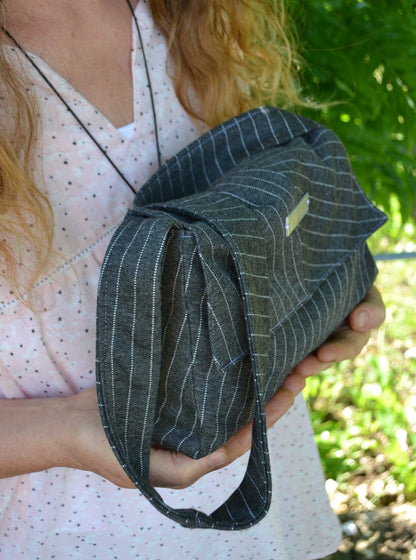 Handtasche "dunkelgrau-weiß"